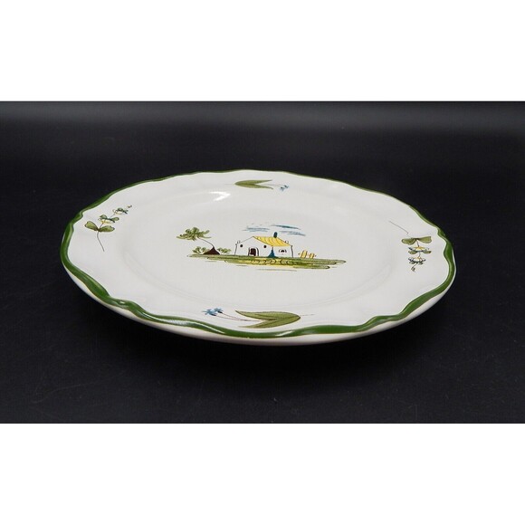 Varages France Cabanon Salad Plate Hand Painted Green Border 8.25 In Cabin Shed - Picture 2 of 9